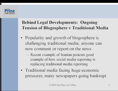 Developments and Trends in Blog Law