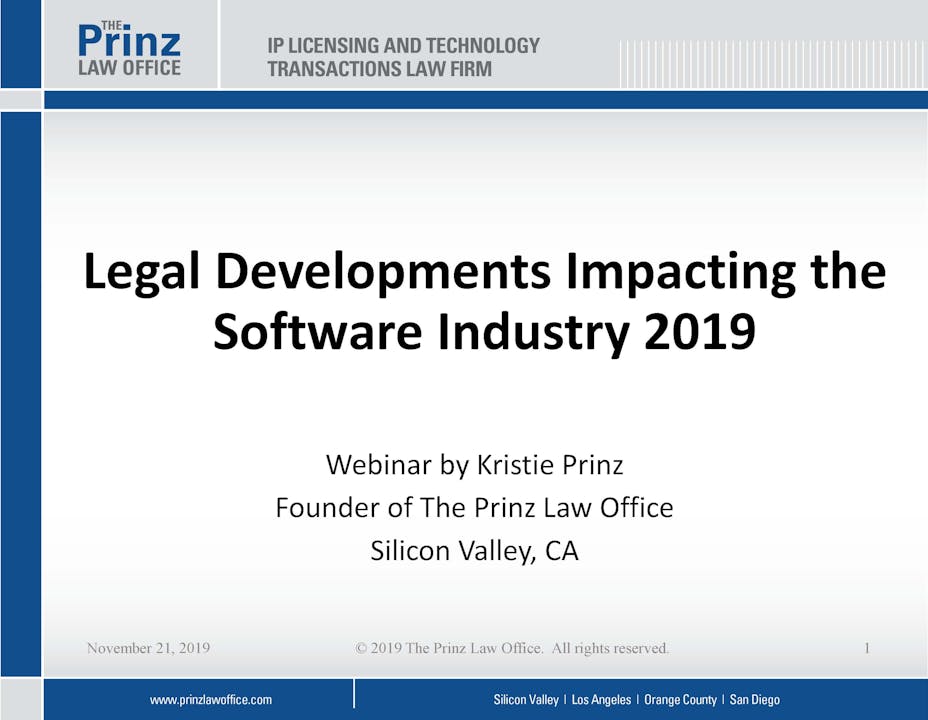 Legal Developments in the Software Industry 2019