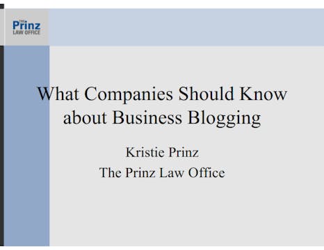 What Companies Should Know Business Blogging(2009)