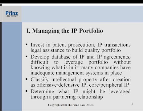 Leveraging an IP Portfolio in the Development of Partnering Relationships