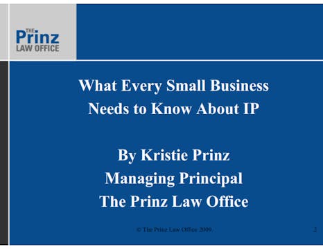 What Every Small Business Needs to Know IP 2009