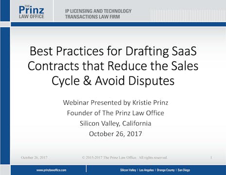 Best Practices for Drafting SaaS Contracts (2017)