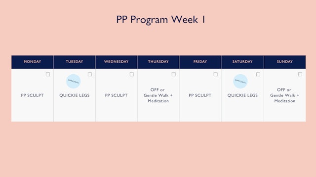 PP Program Week 1 Calendar
