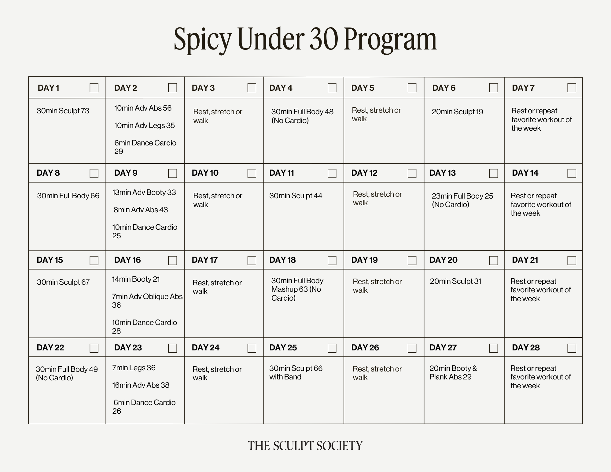 Spicy Under 30 Program Calendar