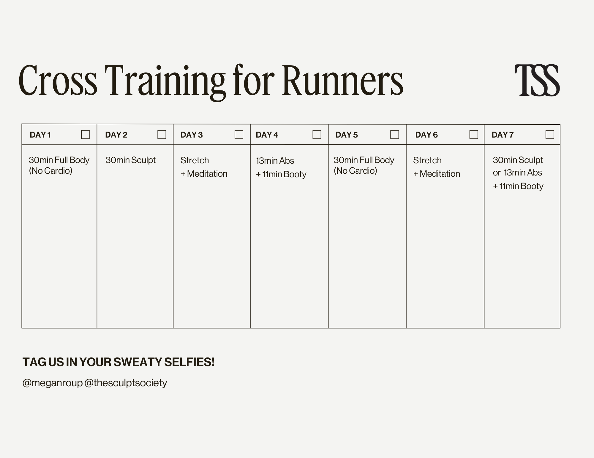 Cross Training For Runners Calendar