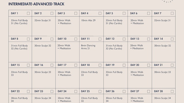 30 Day Kickstart- Int/Adv Calendar