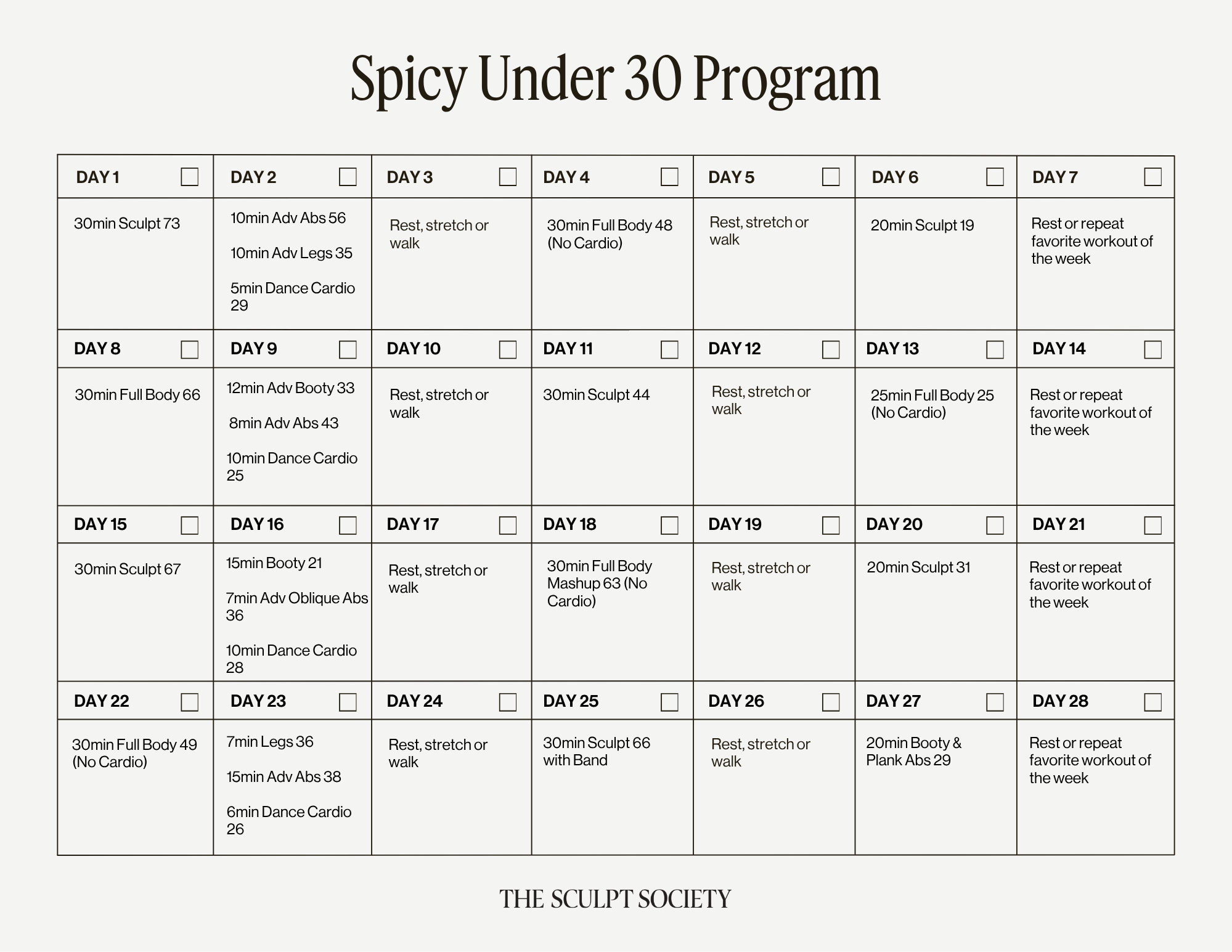 Spicy Under 30 Program Calendar
