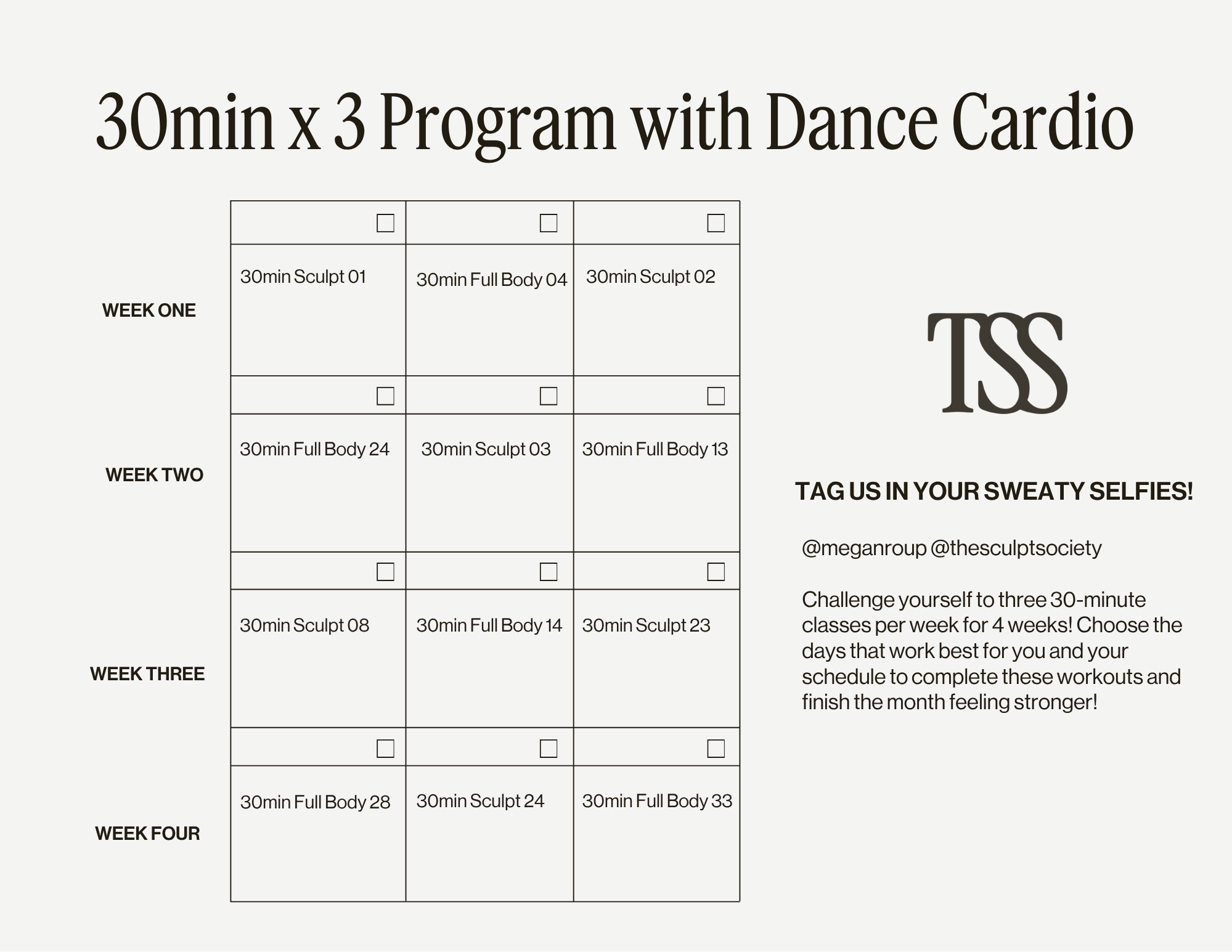 30min x 3 with Dance Cardio Program Calendar