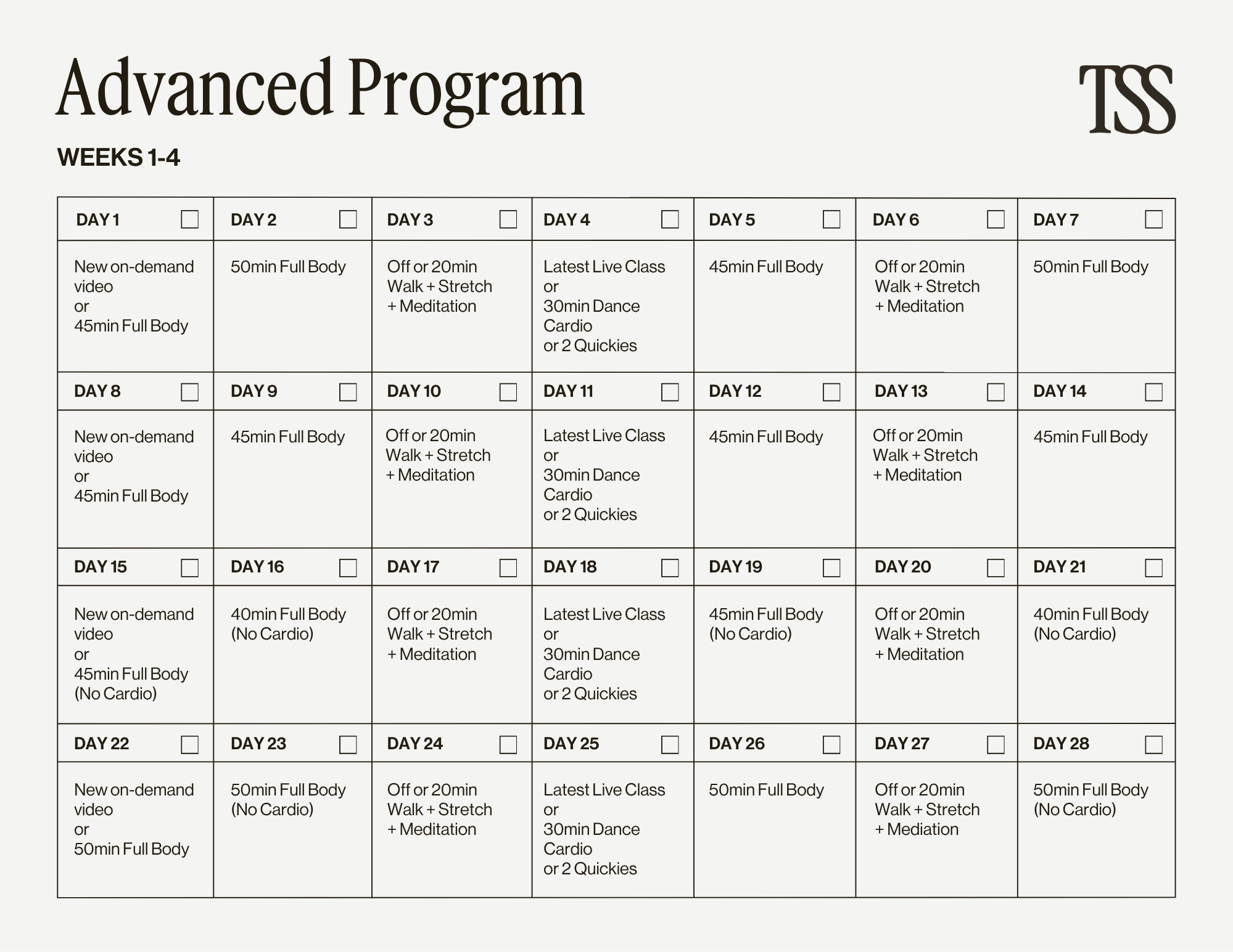 Advanced Program Pt 1 Calendar