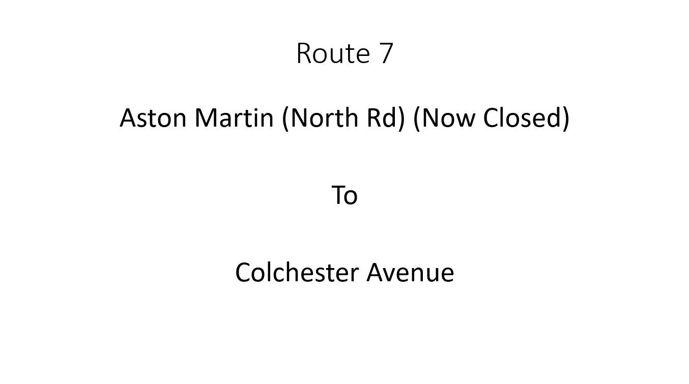 Aston Martin, North Road to Colchester Avenue