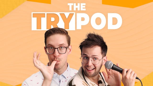 podcast at the Try Guys storage unit