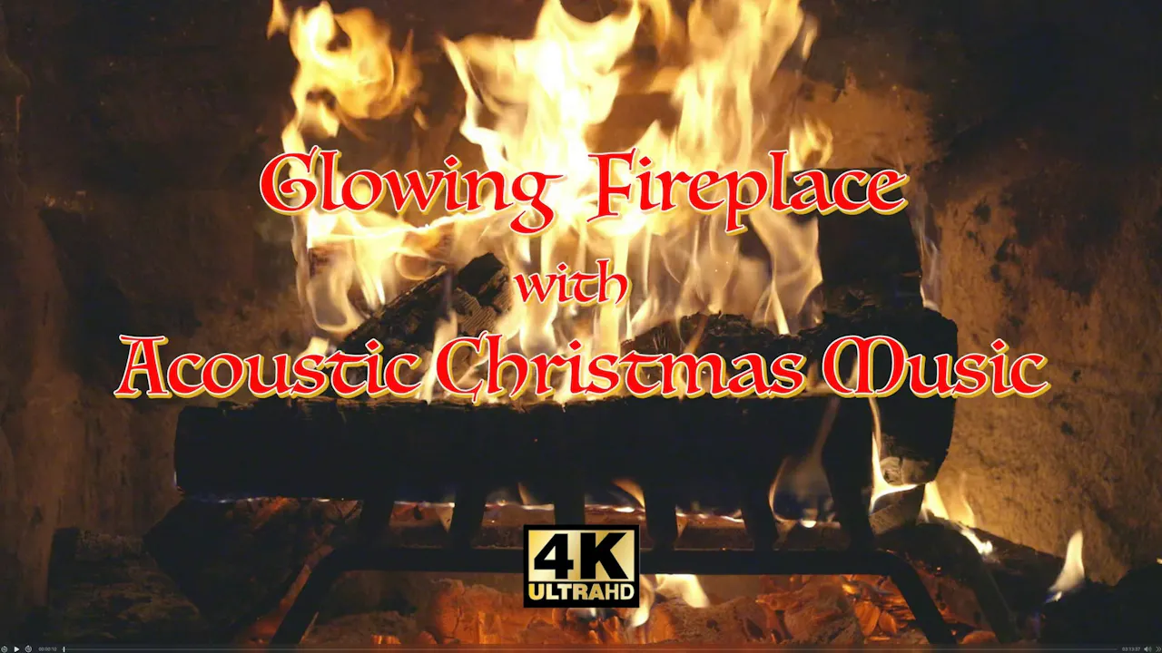Glowing Fireplace with Acoustic Christmas Music