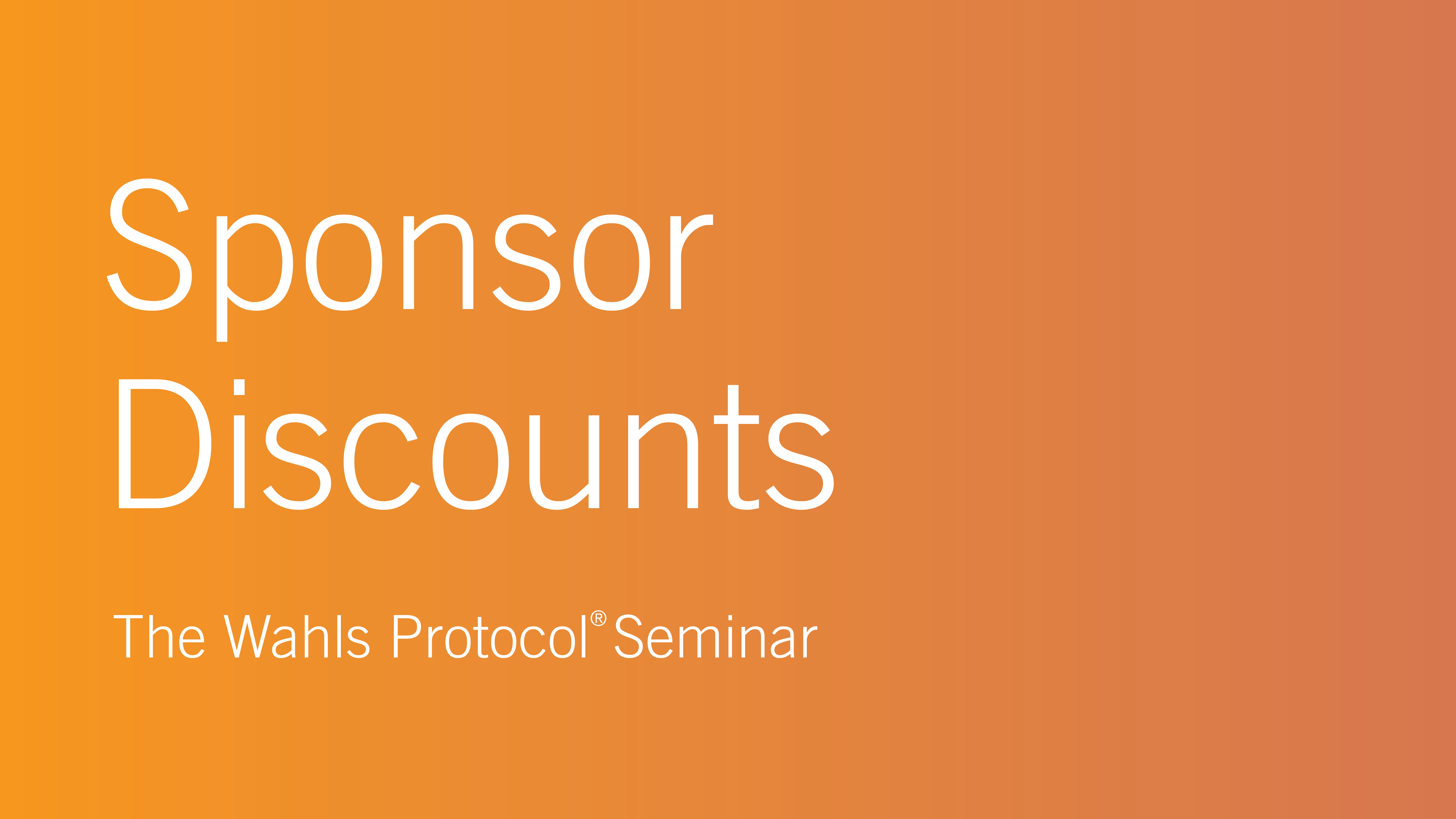 2020 Wahls Seminar Discount Codes