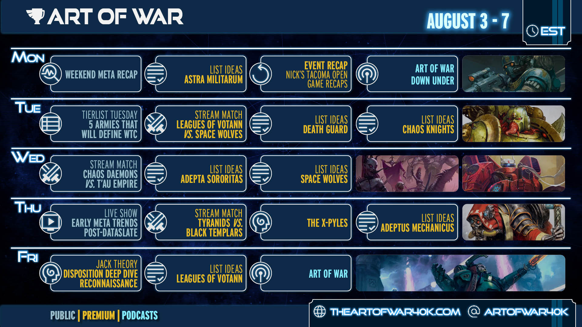 August 3rd Content Schedule