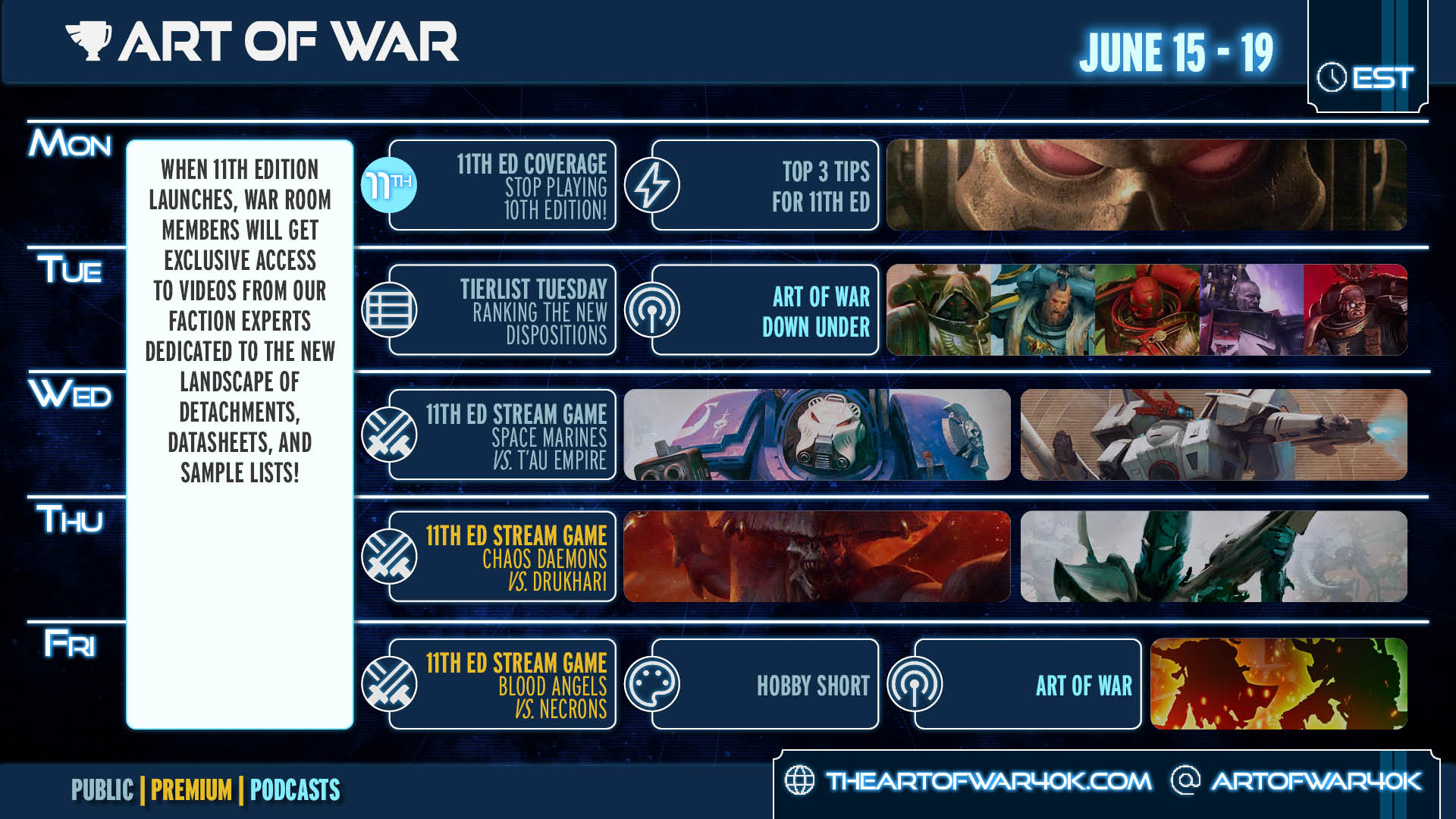 June 15 to 19th Schedule