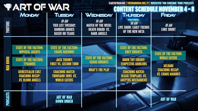 November 4th 2024 Schedule