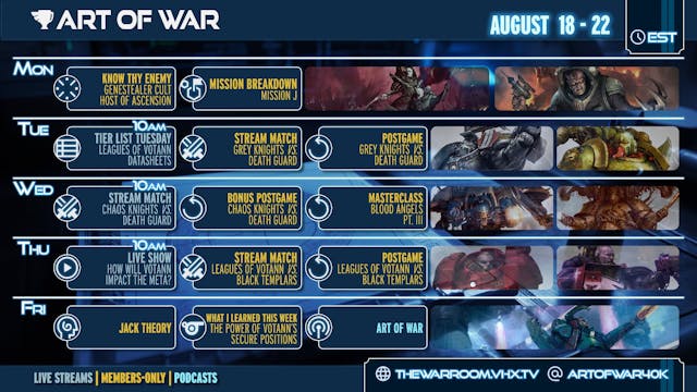 Art of War Video Schedule for August ...