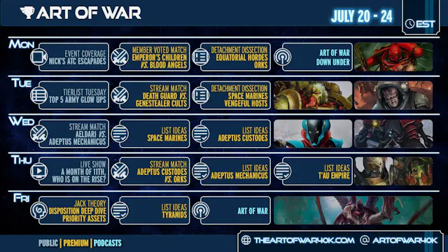 July 20 to 24 Schedule