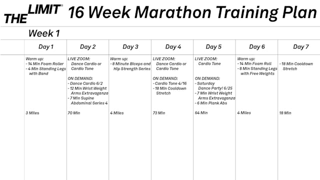 16 Week Marathon Training Plan