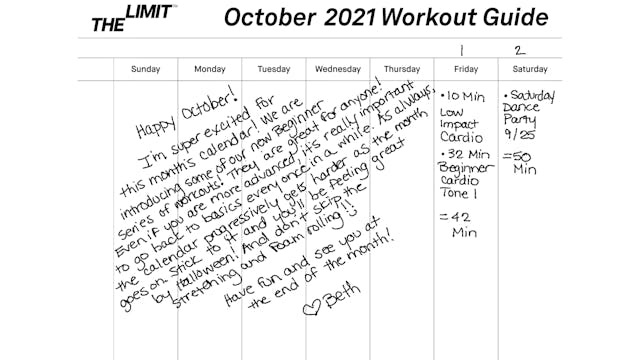 October 2021 Workout Guide