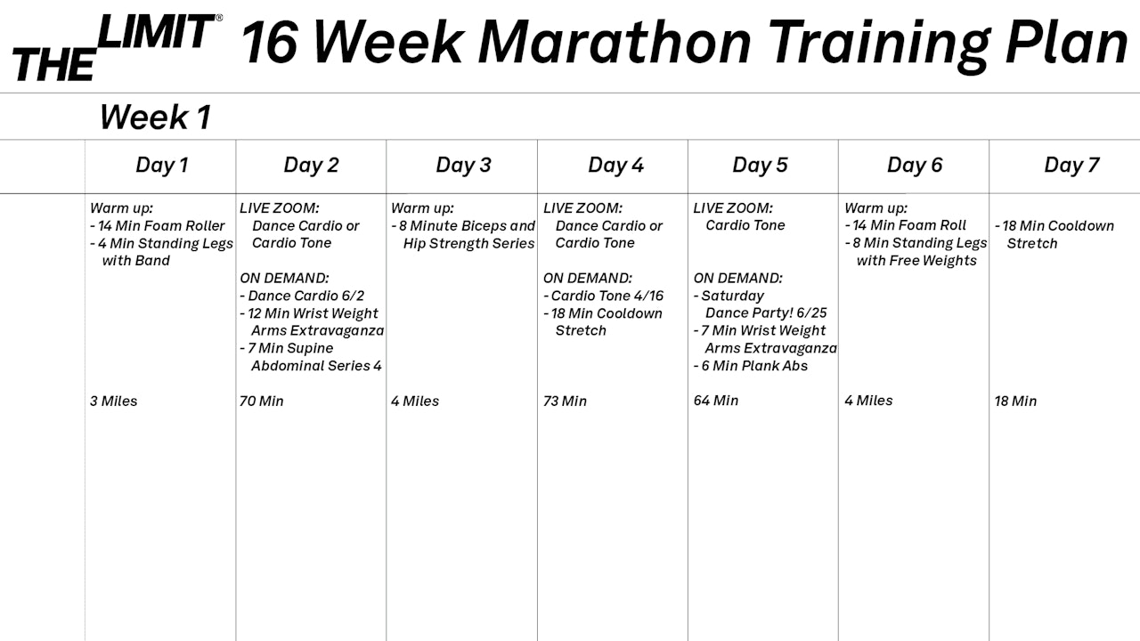 16 Week Marathon Training Plan