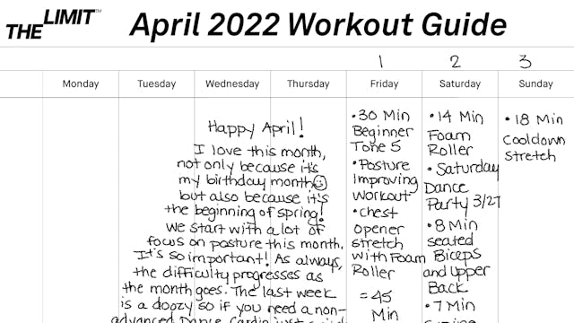 The Limit April 2022 Workout Guide