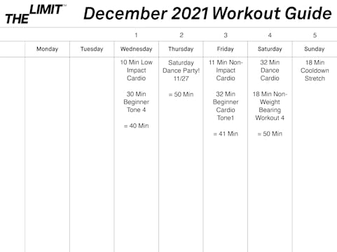 December 2021 Workout Guide