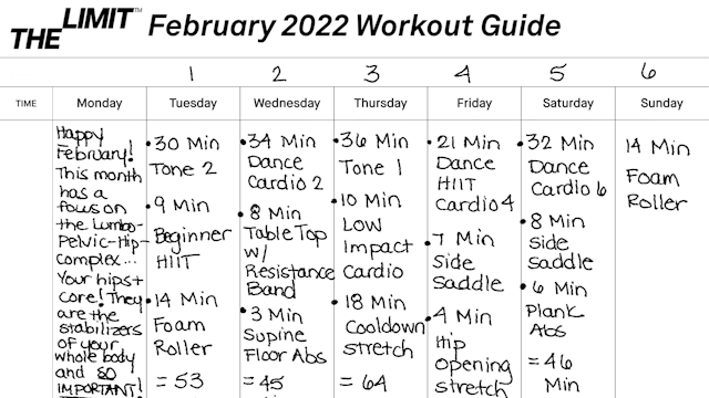 The Limit February 2022 Workout Guide