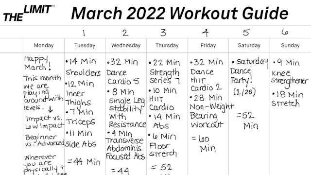 The Limit March 2022 Workout Guide
