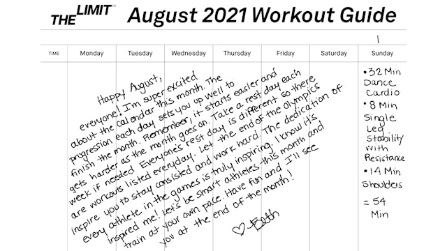 August 2021 Workout Guide