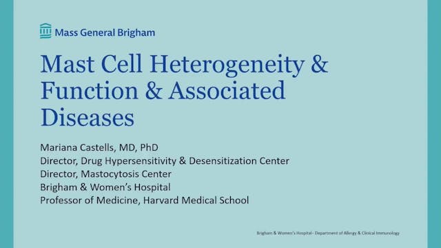 Welcome Addresses and Opening Keynote: Mast cells heterogeneity and function and associated diseases