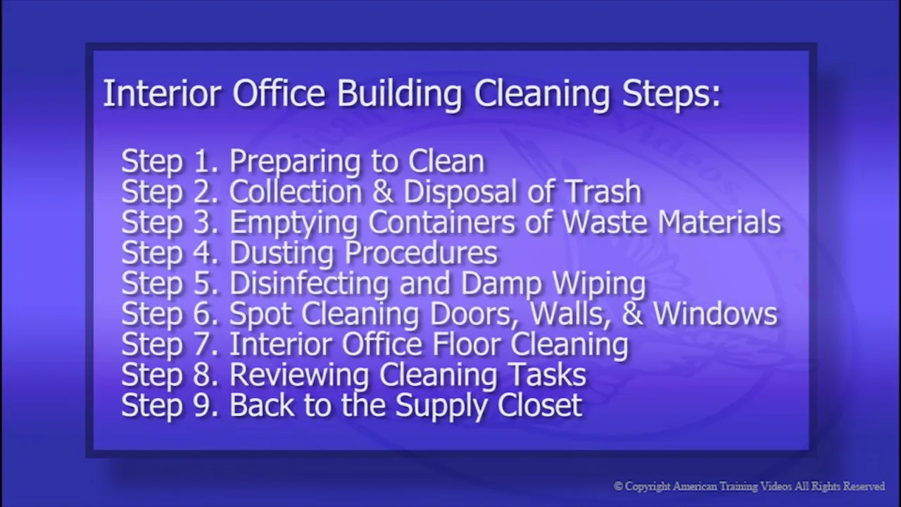 Interior Office Building Cleaning Steps - Training Videos