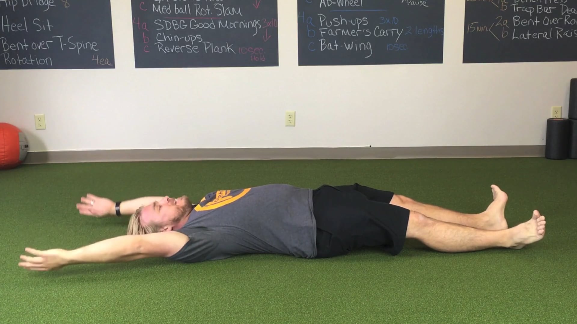 Supine Overhead Reach with Ab Crunch