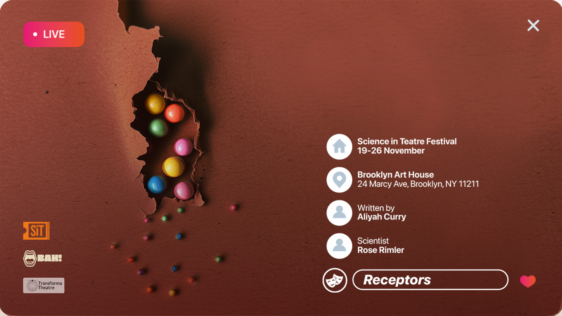 Science in Theatre Festival: Receptors 