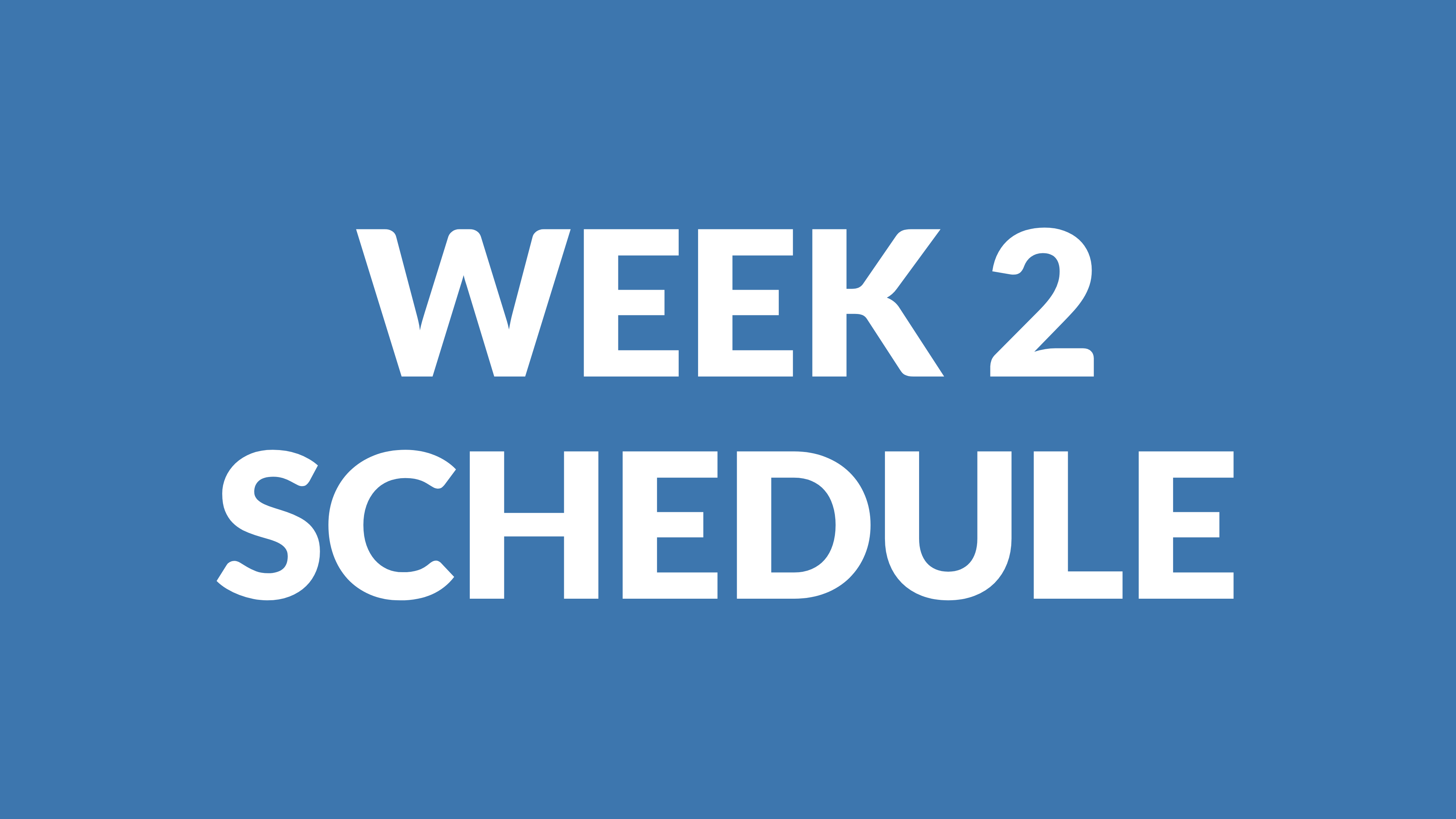 WEEK 2 SCHEDULE