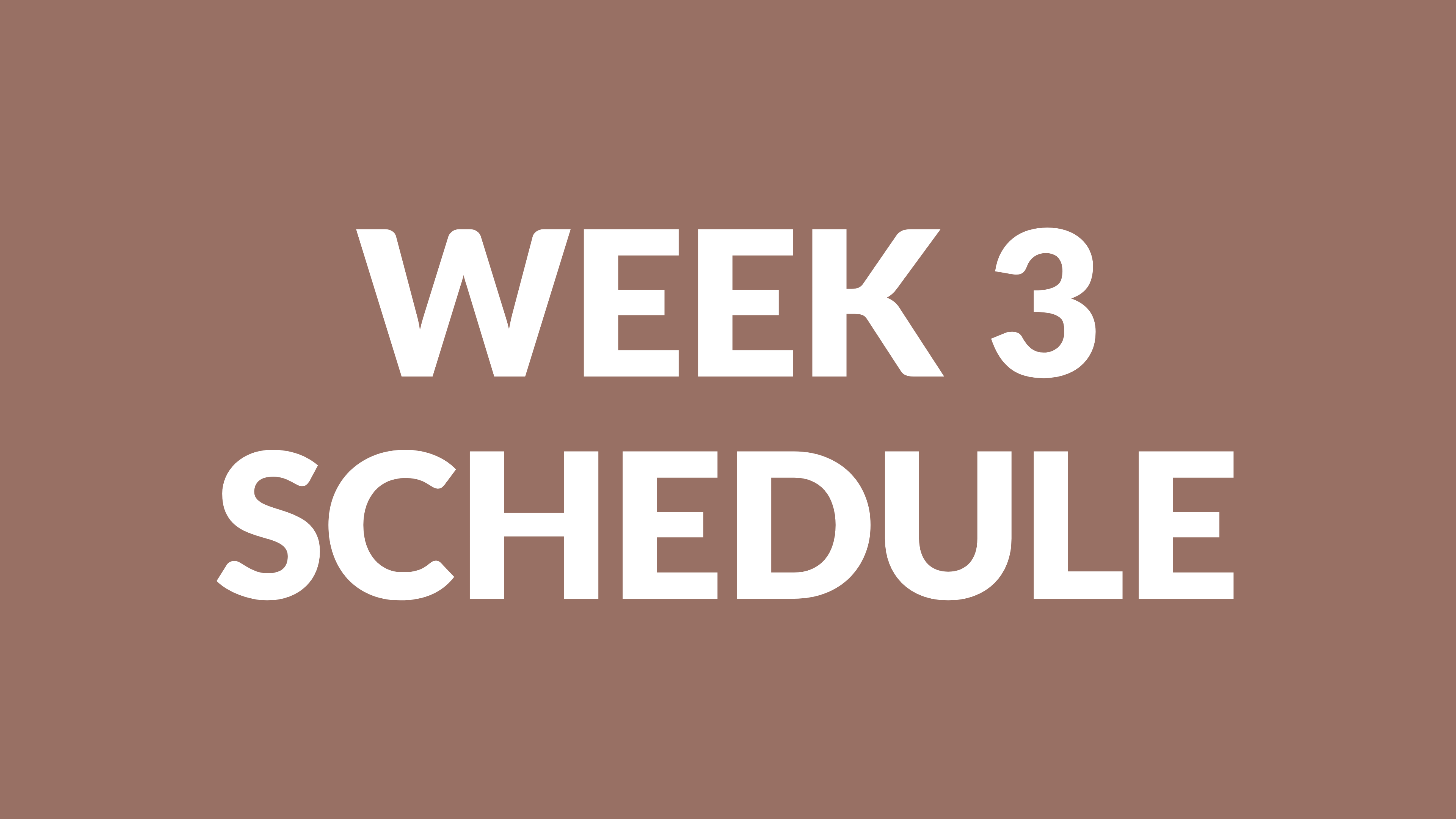 WEEK 3 SCHEDULE