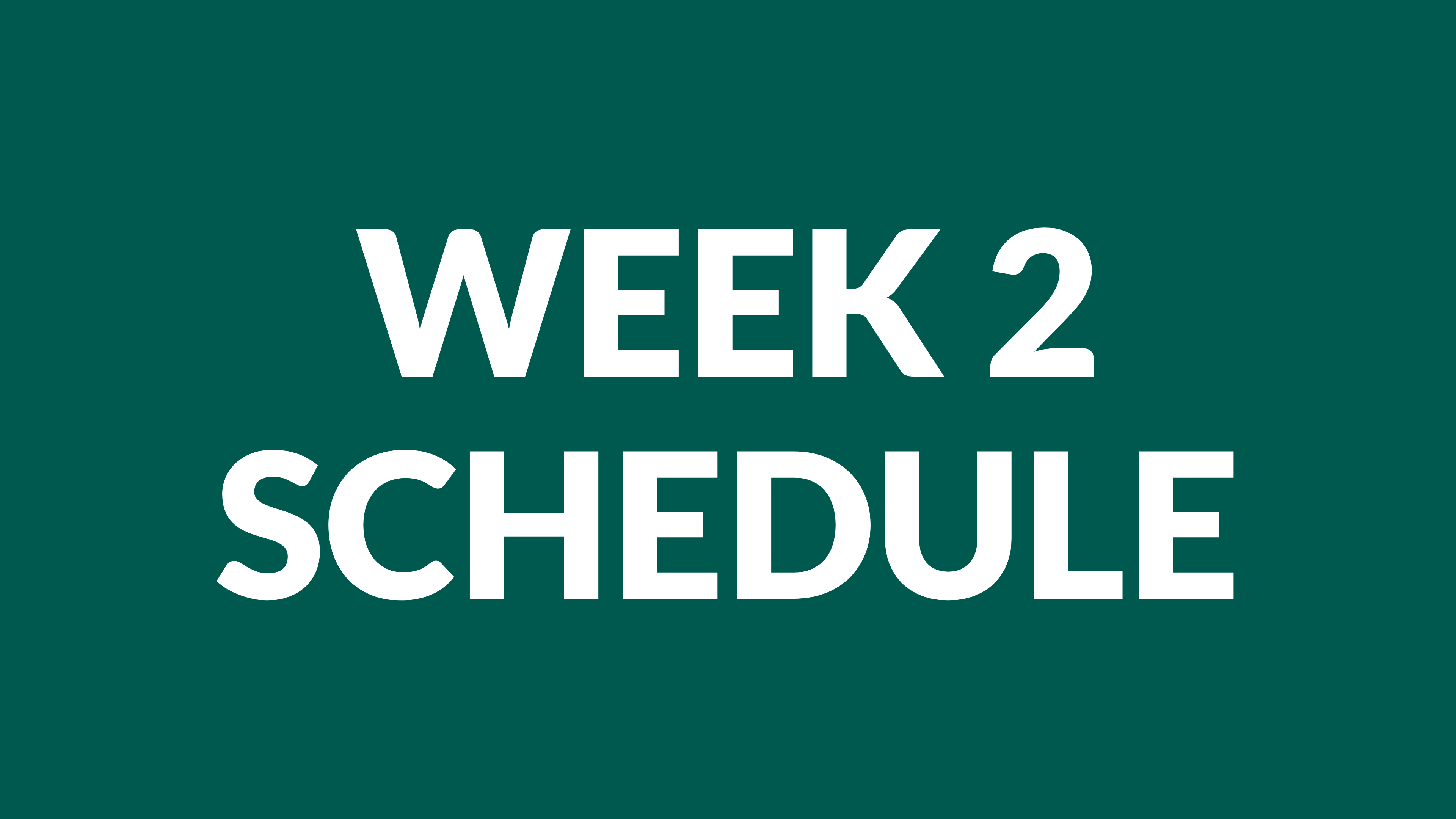 WEEK 2 SCHEDULE
