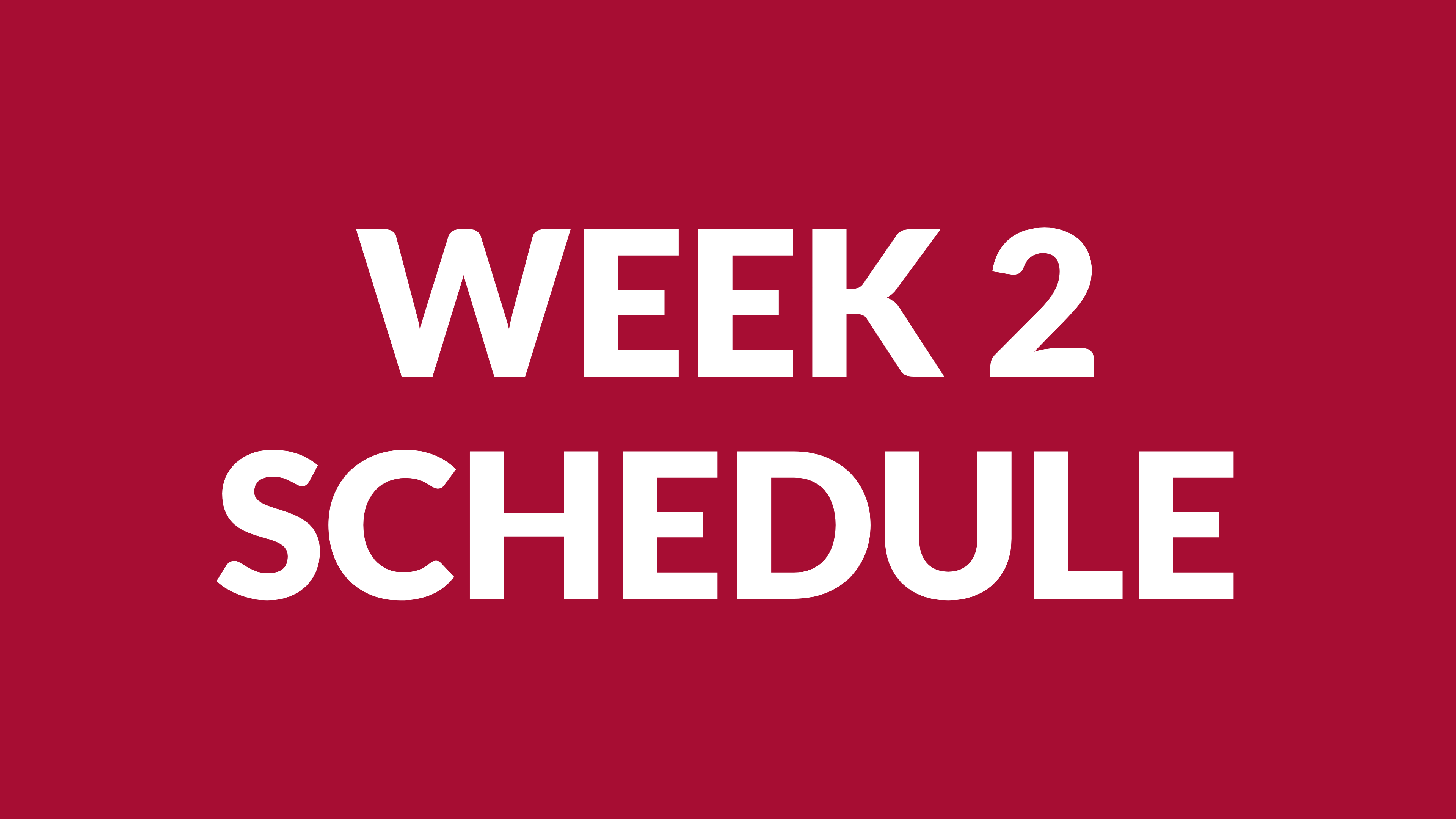 WEEK 2 SCHEDULE