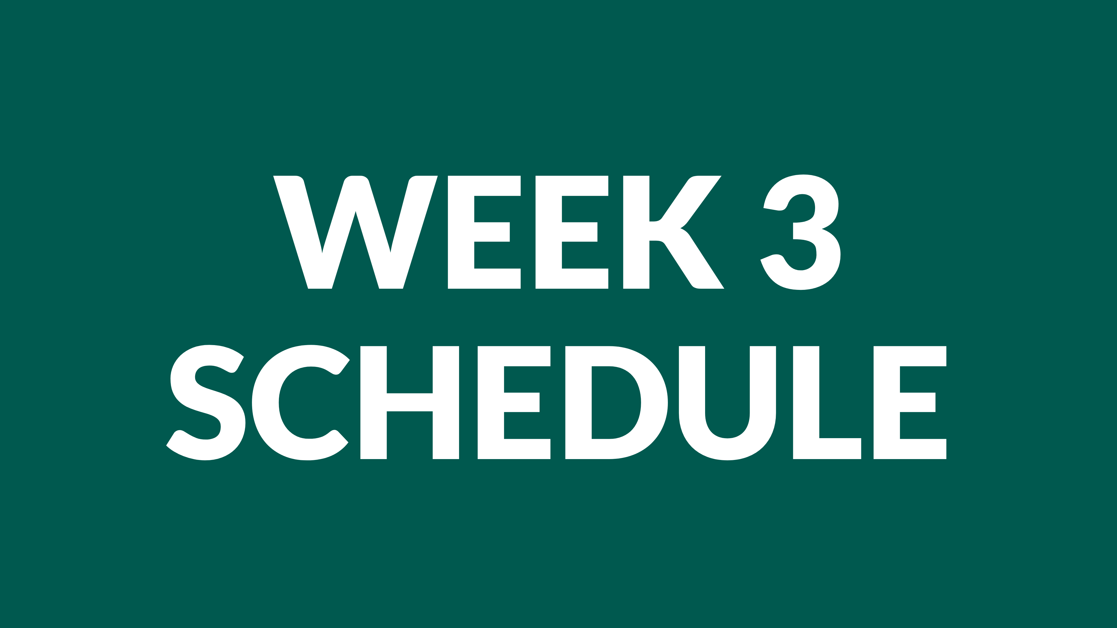 WEEK 3 SCHEDULE