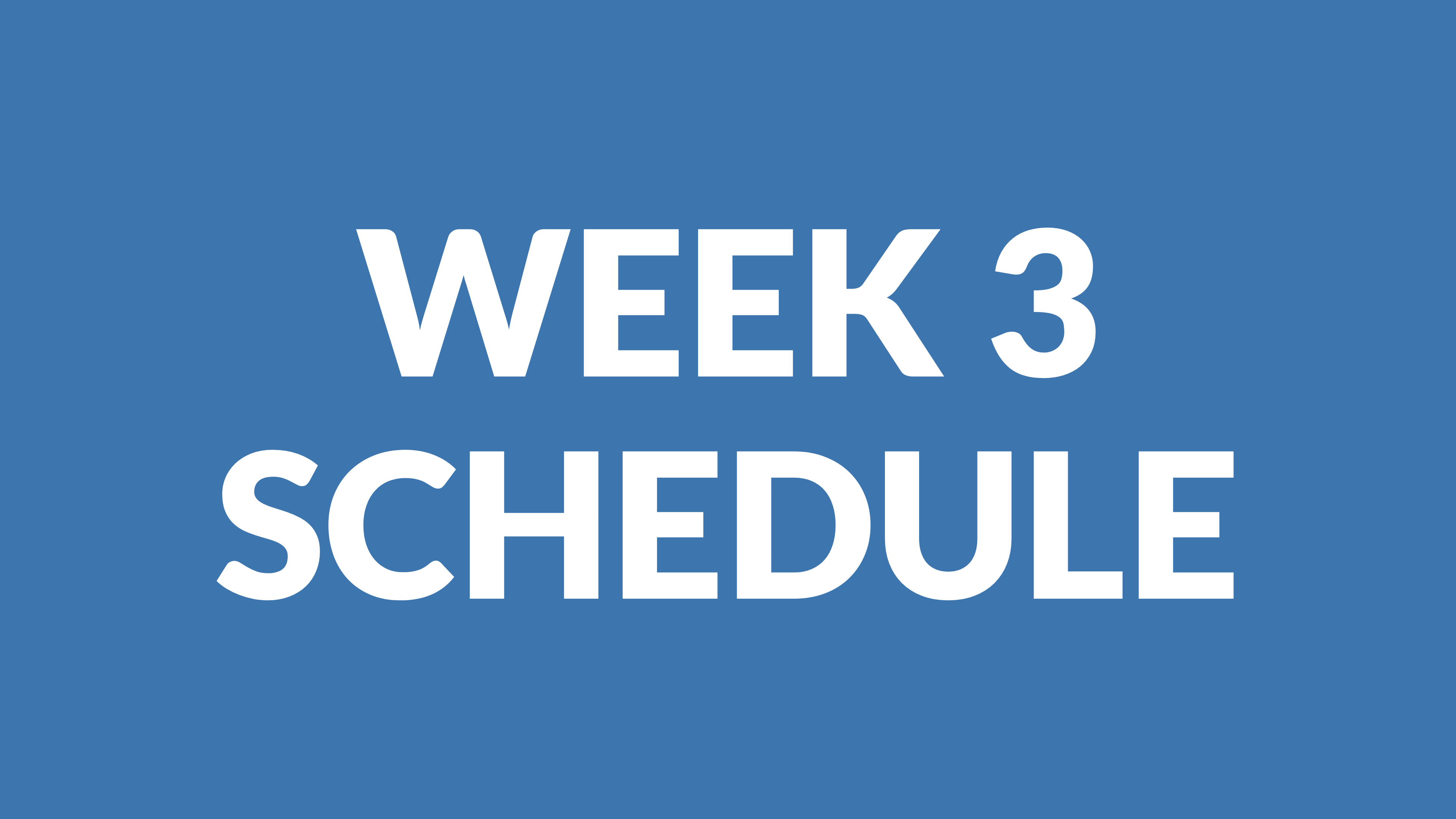 WEEK 3 SCHEDULE