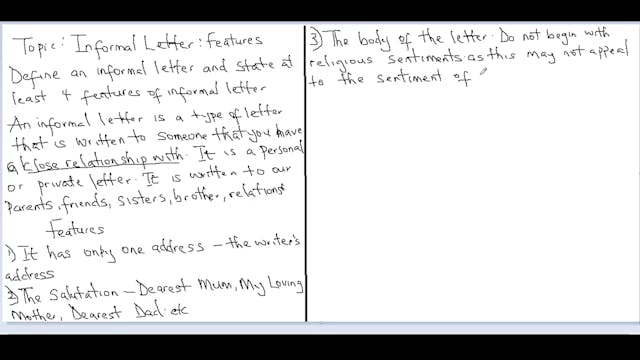 Letter Writing Language Of Informal Letters First Term