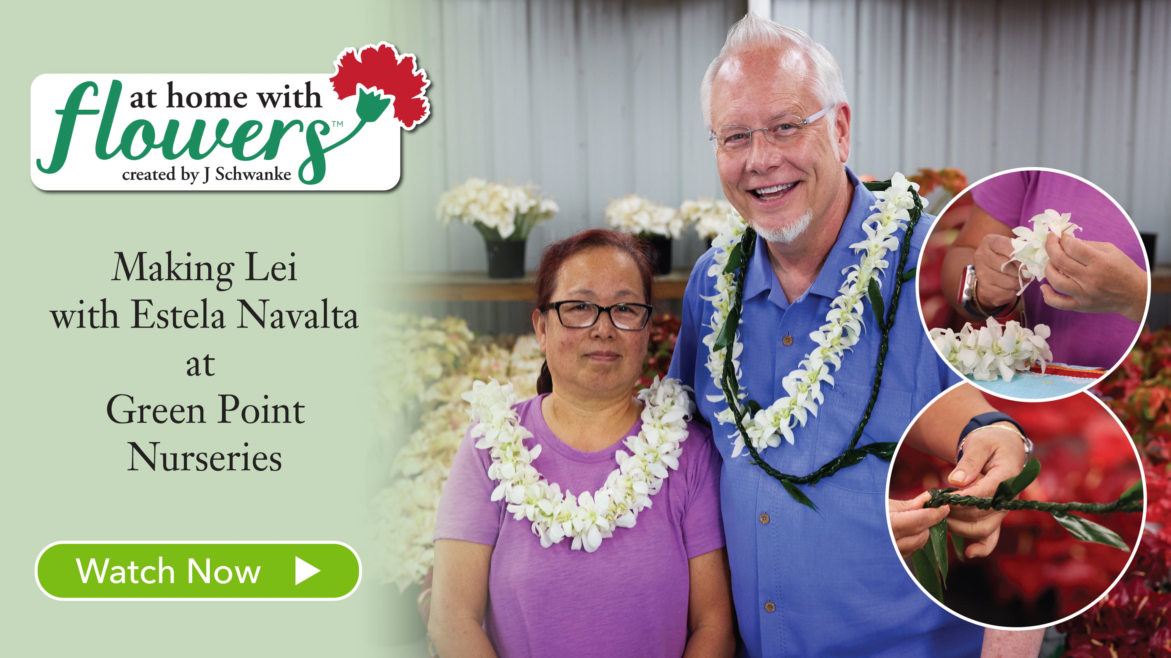Making Lei- with Estela Navalta at Green Point Nurseries!