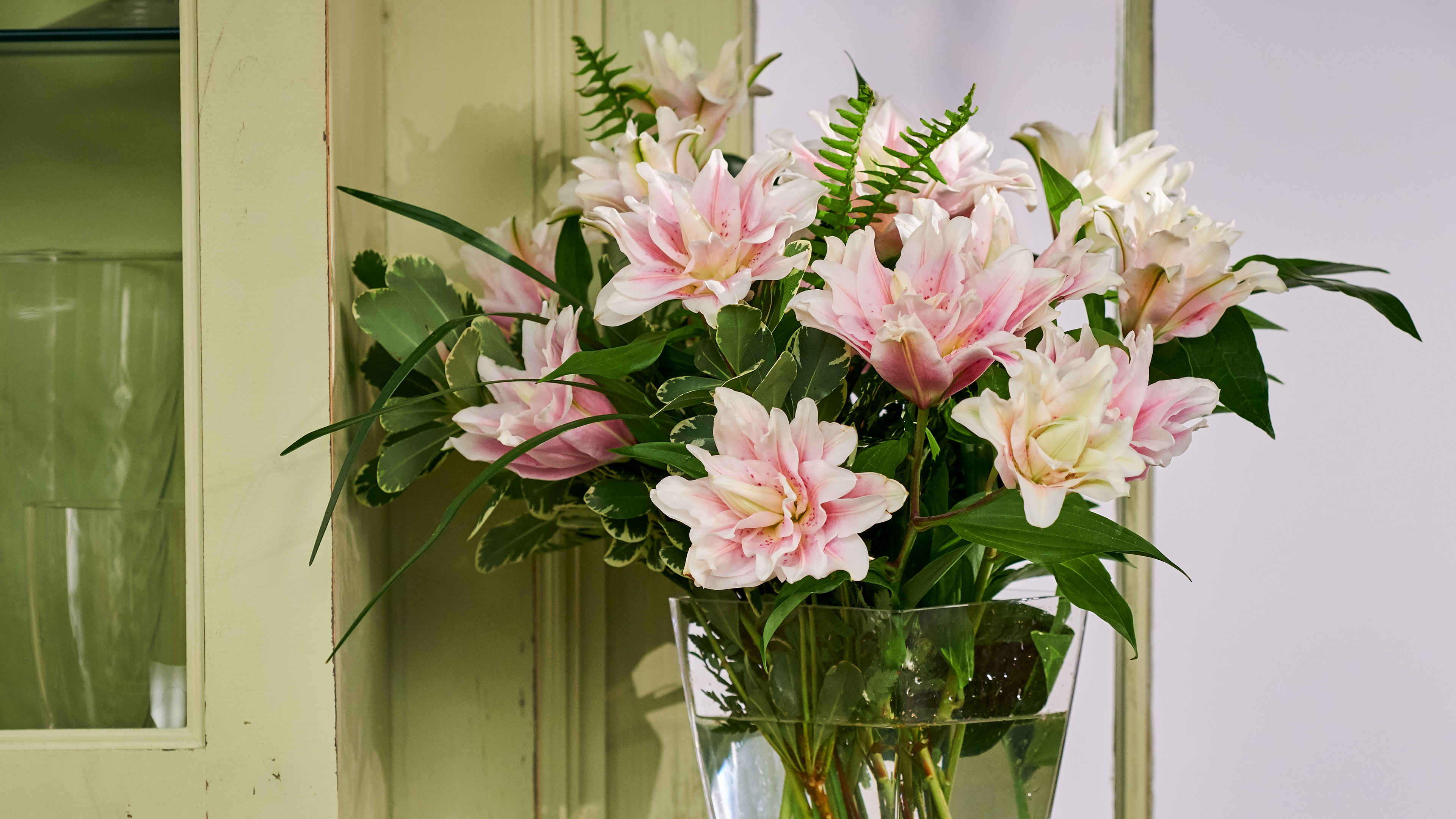 Pretty- Rose Lilies in a Vase