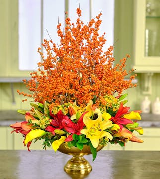 Orange Ilex Centerpiece from Sun Valley!