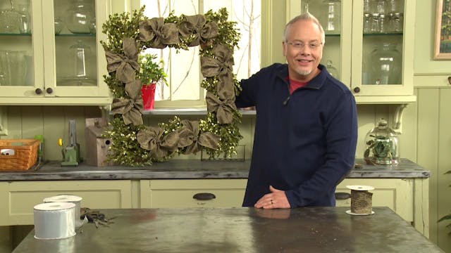 Boxwood Wreaths and Ribbon Treatments