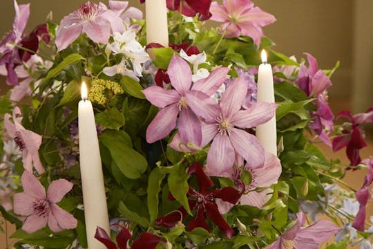 Clematis Candelabra with Regal Tapers