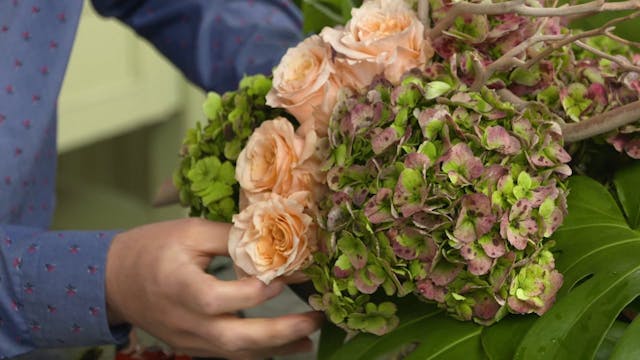 Hydrangea and Rose Centerpiece