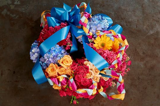 Full Flower Wreath with braided ribbo...