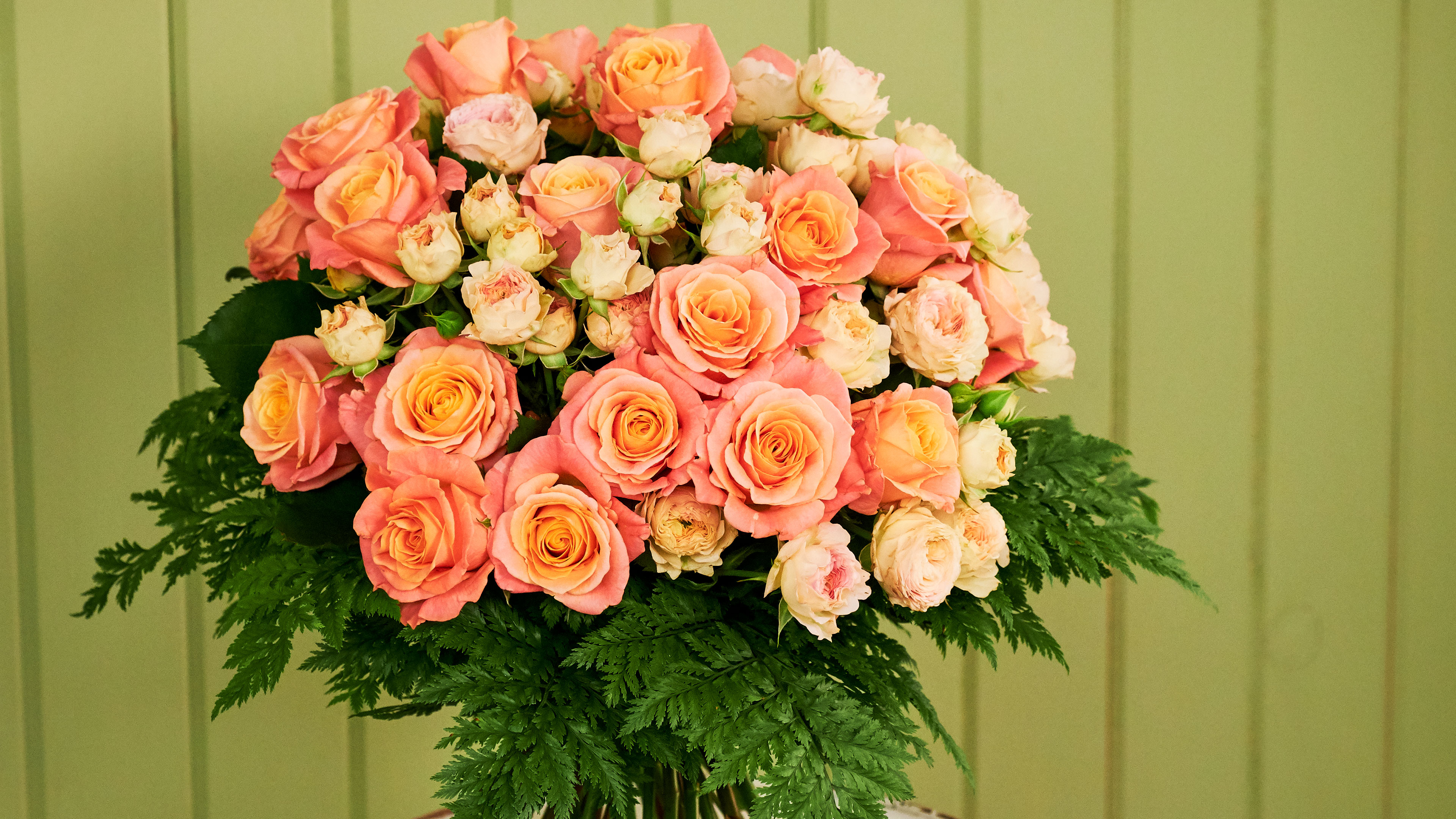 Pretty- Hand Tied Bouquet with Foliage Collar