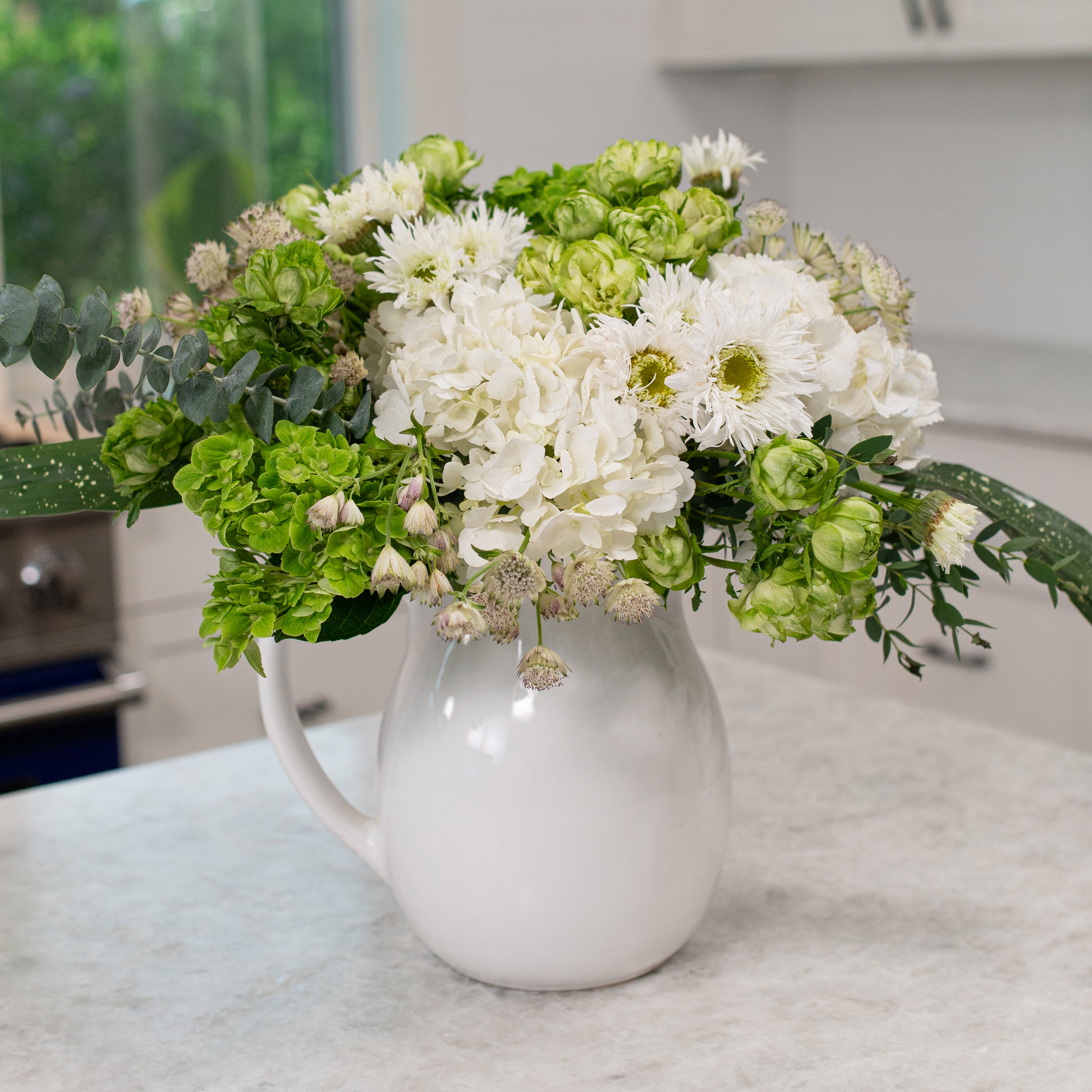 White Pitcher Arrangement!